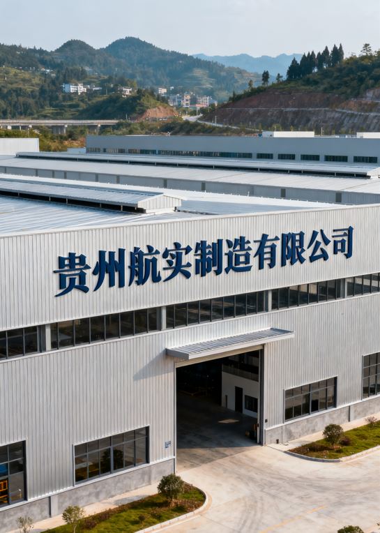 贵州航实制造工厂内部，技术工人操作数控机床加工非标机械零件